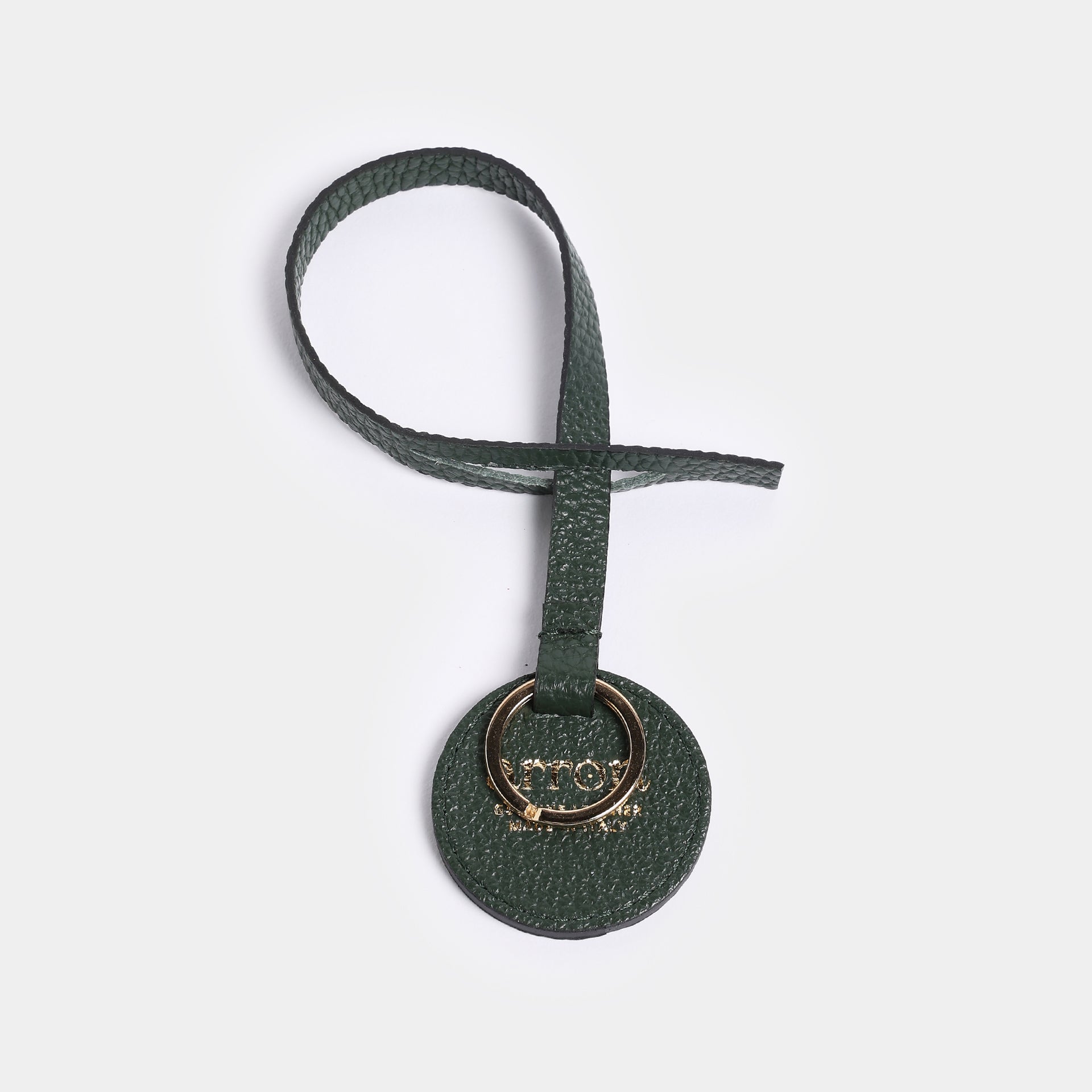 Portachiavi e charm Keira in pelle verde Arron accessorio artigianale Made in Italy per borse e chiavi